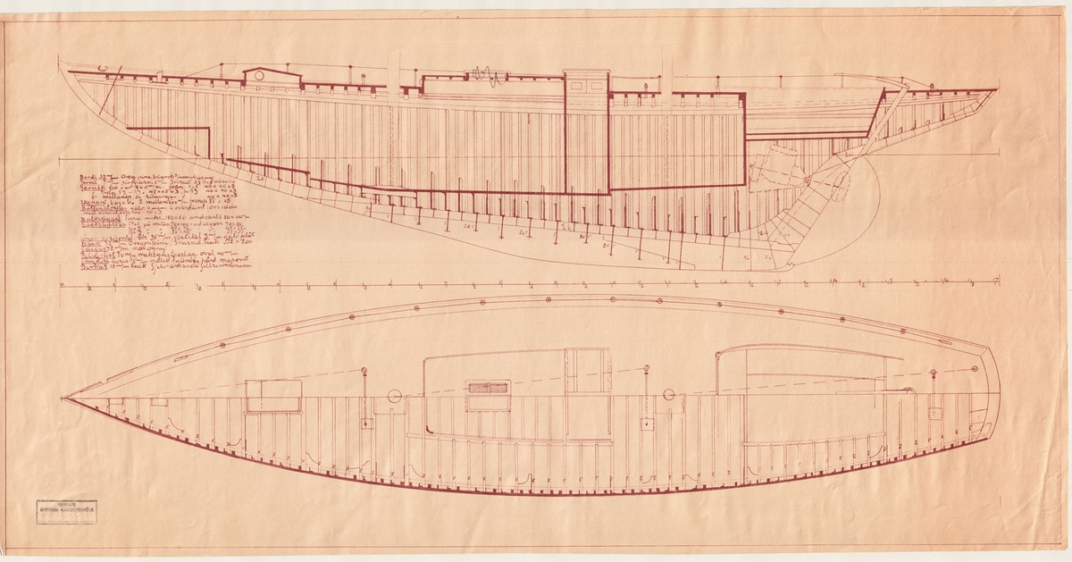 Byggnadsritning i profil och plan