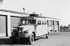 Åsele, postverkets garage.  Foton omkring 1958.  Bildiligens på linje  Åsele - Tegelträsk.