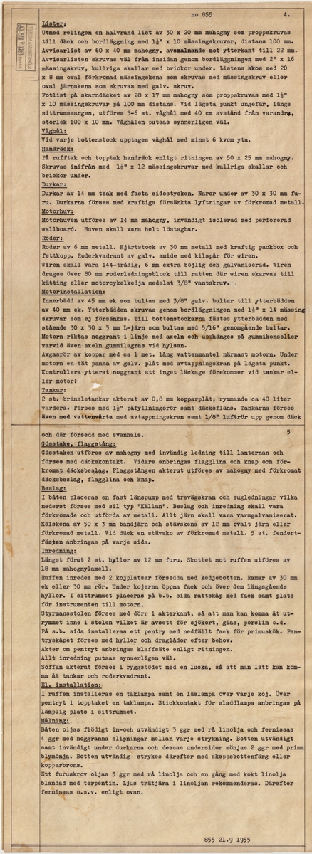 Byggbeskrivning. (2 blad)