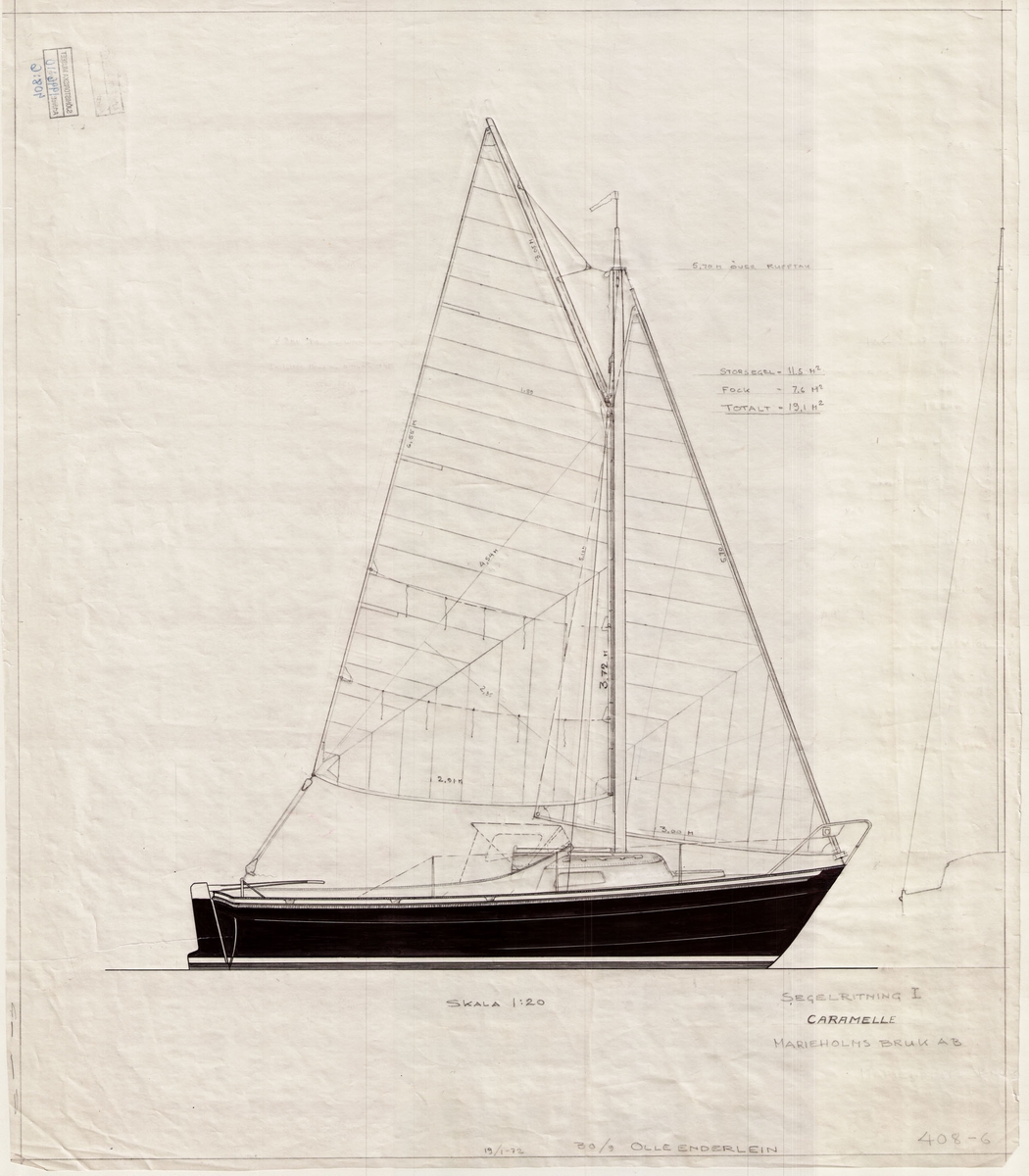 segelritning I (gaffel)