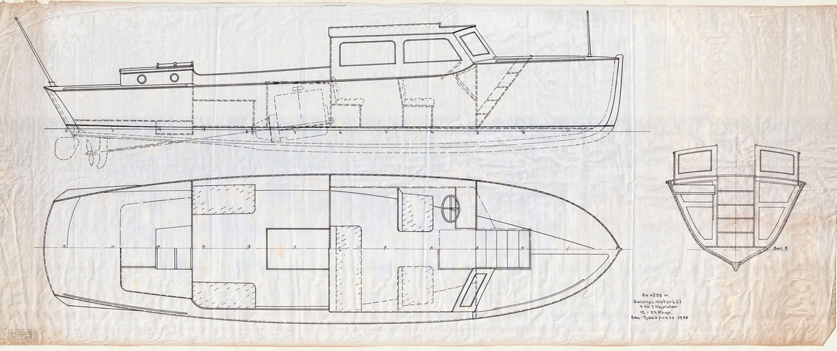 Inredningsritning i plan, profil och sektion