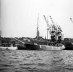 Göteborgs hamn 1940. Masthuggskajen med bl.a danska skonaren Skjoldborg av Fredrikshavn.  Fil lic Gunnar Jonssons undersökningsresa till Västkusten juni 1940.