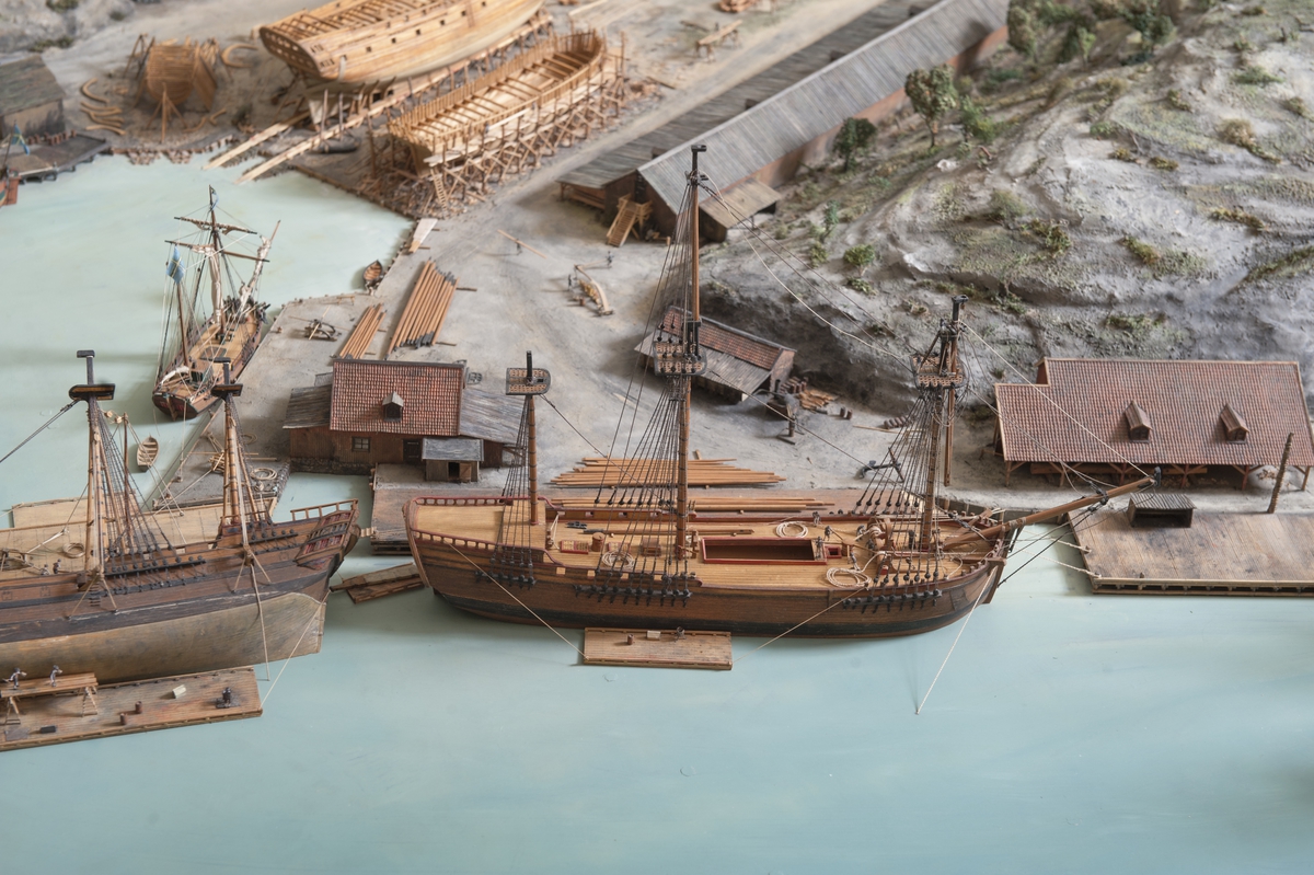 Modell av Södra varvet i Stockholm efter karta daterad 1781.