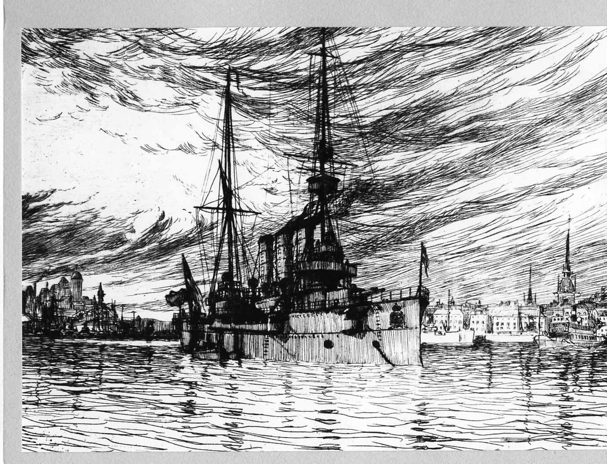 Pansarkryssaren FYLGIA på Stockholms ström.