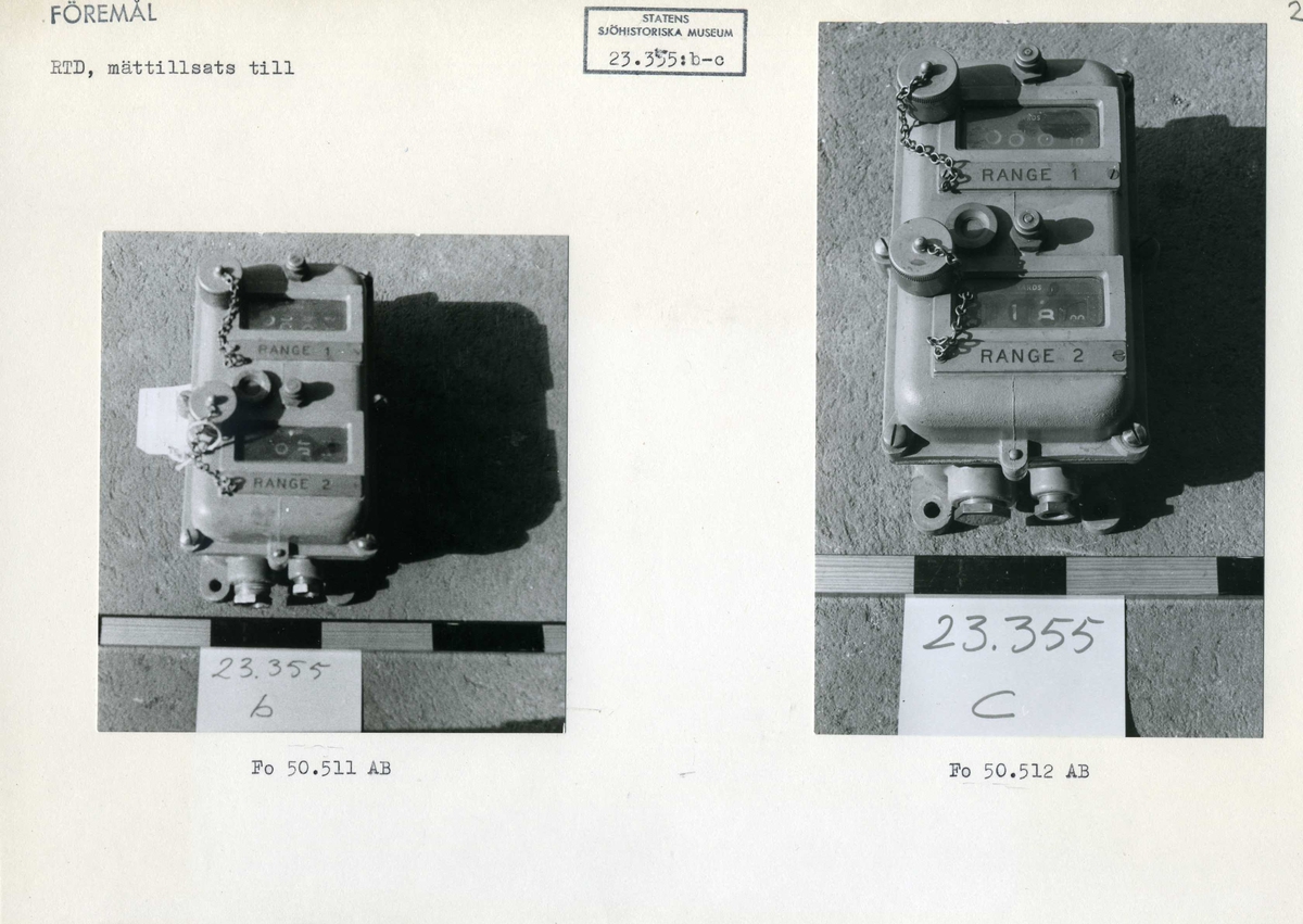 a) 1 st Strobgenerator
b-c) 2 st avståndsmottagare
d) 1 st avståndsgivare
e-f) 2 st landlådor
g) 1 st kopplingsbox