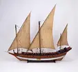 Fartygsmodell Chebeque av trä, tremastad