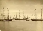 Expeditionsfartyget VEGA av Göteborg, byggt i Bremerhaven 1872.  
I mitten VEGA före avfärden från Karlskrona 1878.