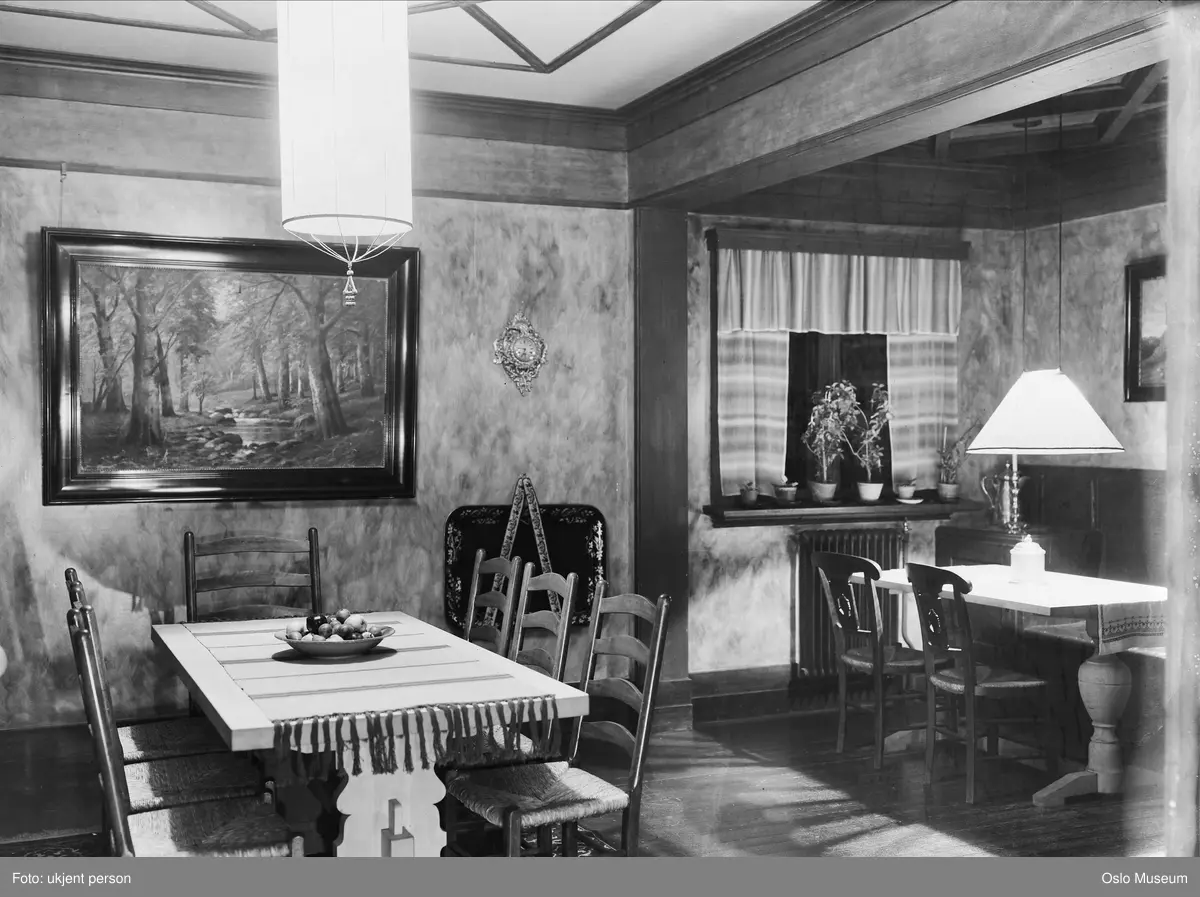 villa, interiør, stue, lamper, møbler