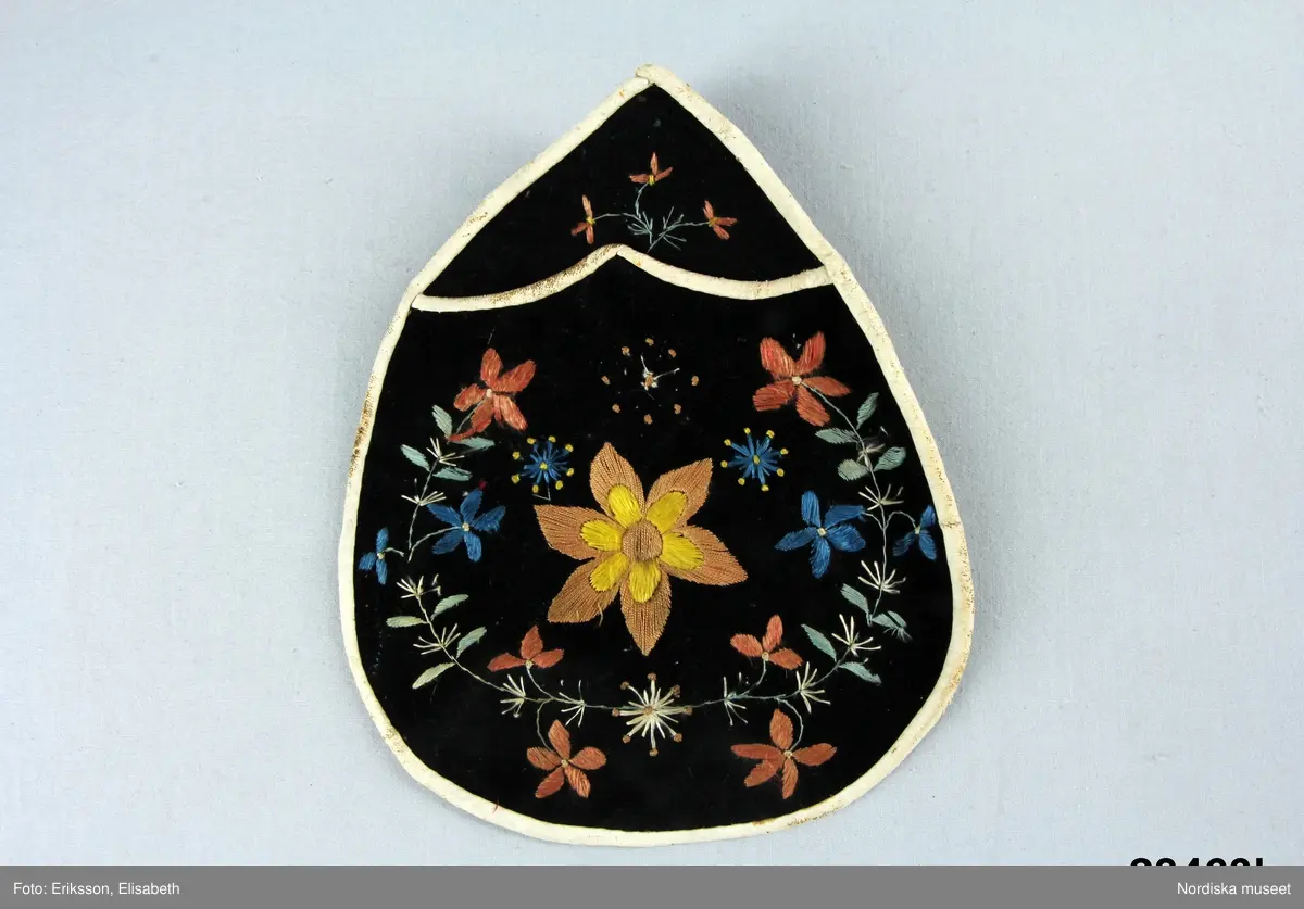 Huvudliggaren:
"Pungar fr. Alfta sn.
Från Malvik.
a, b, c.
G. af enkan Anna Hansdotter i Malvik ss 28.002 [=gm dr. A. Hazelius i Stockholm] 31/8 1880.

Bil. 
Arthur Hazelius reseberätterlser för 1880
"591. Fyra pungar fr. Alfta sn. Fr. Malvik. en till ubyte afl. G. af enkan Anna Hansdotter i Malvik."