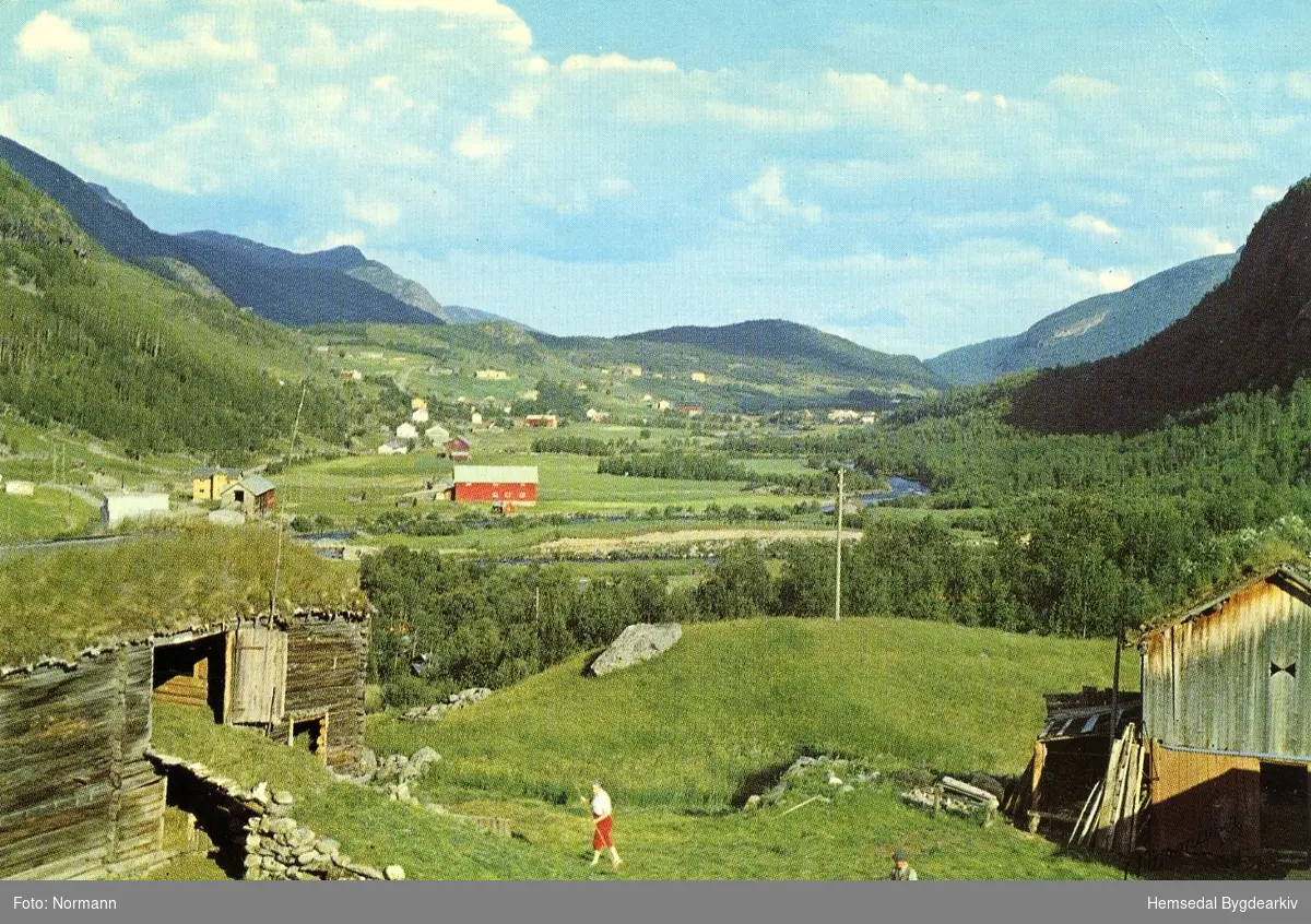 Vøllogrenda sett frå Hallen. Landskap. Gardar 83/8