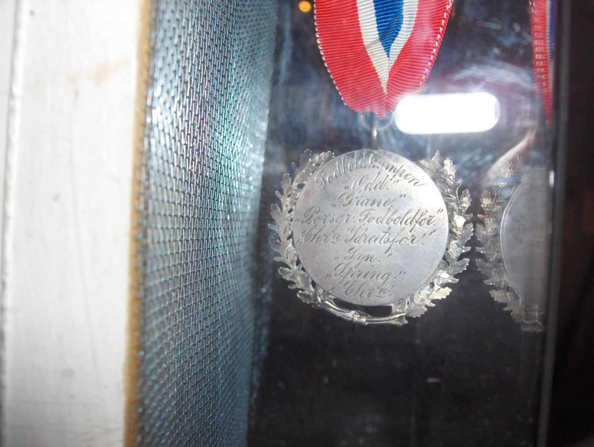 Gravert medalje med norsk sløyfe.
