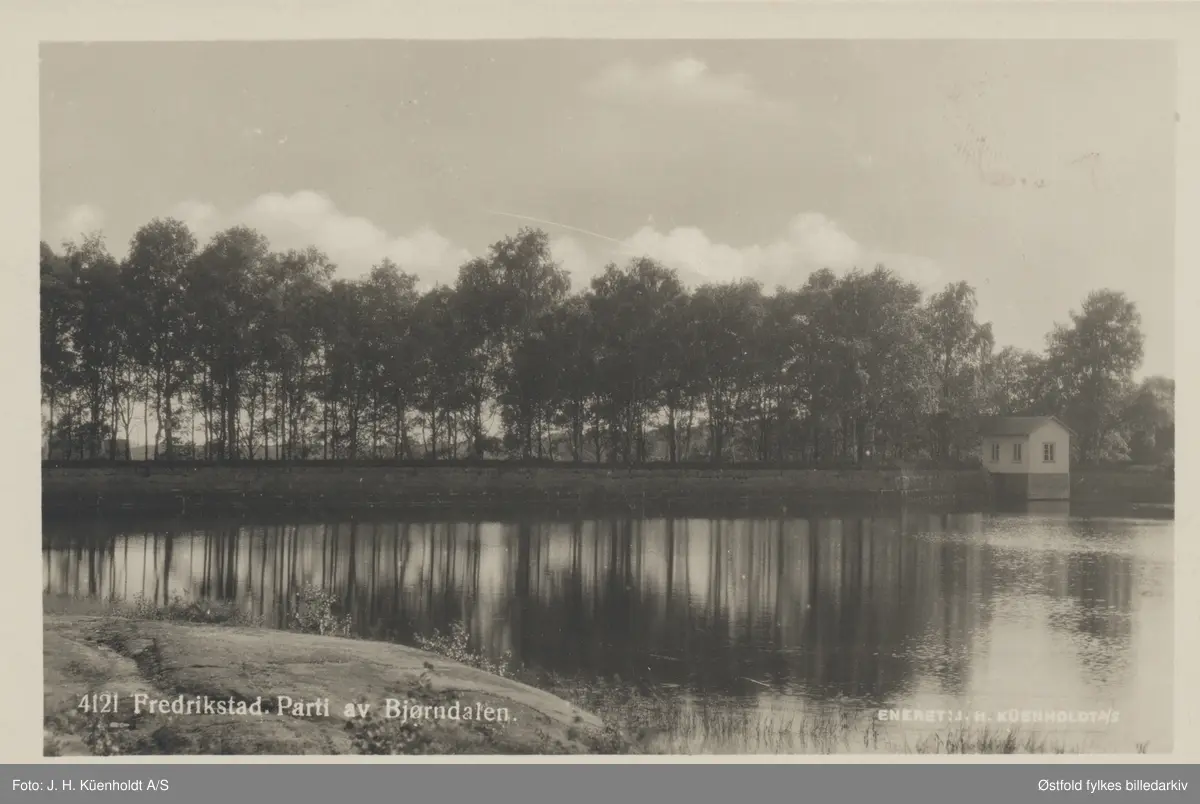 Bjørndalen, Fredrikstad, postkort 1910-20 ca.

Bjørndalsdammene, tre kunstige vannbasseng i Bjørndalen, bygd i årene 1872-88 for å sikre byens vannforsyning. Fra 1908 ble vann overført til midtre (2.) dam fra Tvetervannet i Skjeberg, slik at dammenes funksjon først og fremst ble å tjene som trykkbasseng. Dammene har  ikke lenger noen tilknytning til byens vannverk.

Del av Fredrikstadmarka.