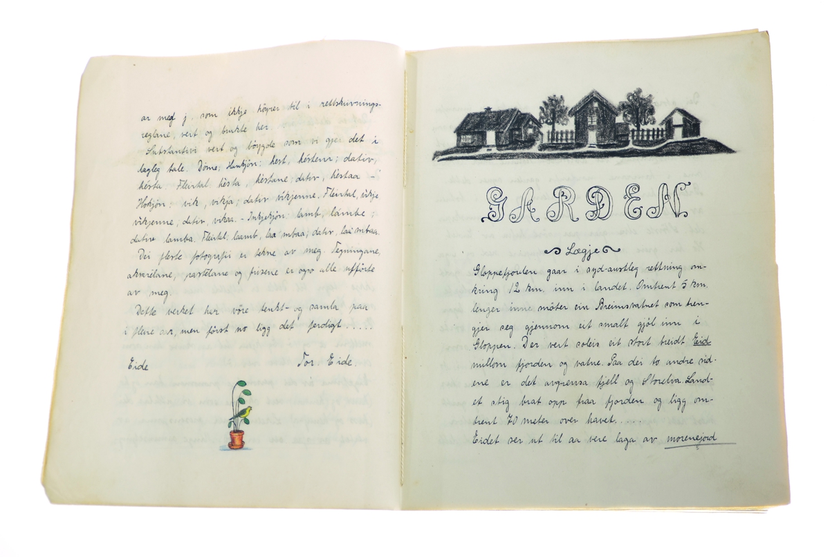 Heftet er ei handskriven gardssoge på 96 sider. Framside og kvar kapittel-framside er dekorert med bordar og initialer. Hefte bunden saman med bomullstråd. Det består av 6 delar.
Heftet er laga og sett saman privat.