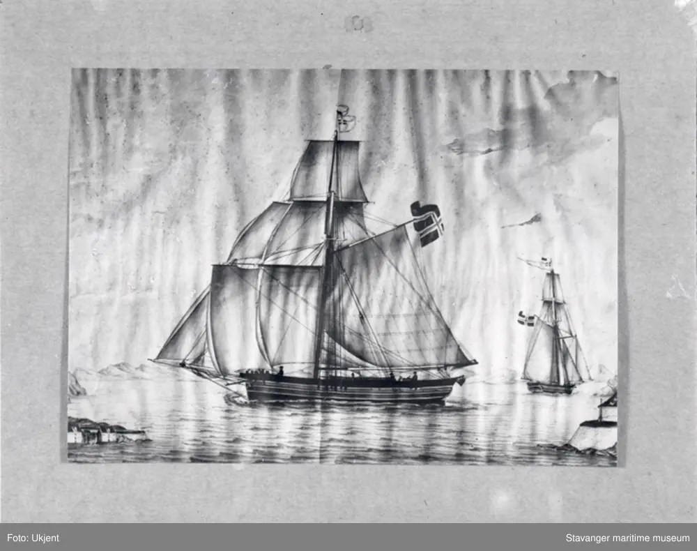 Avfotografert skipsportrett av slupp.