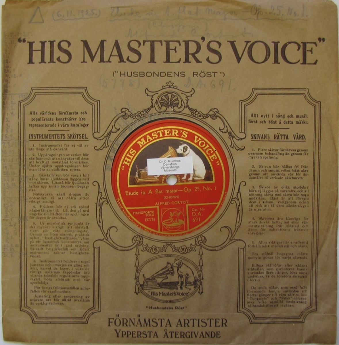Vinylskiva av märket His Master's Voice
