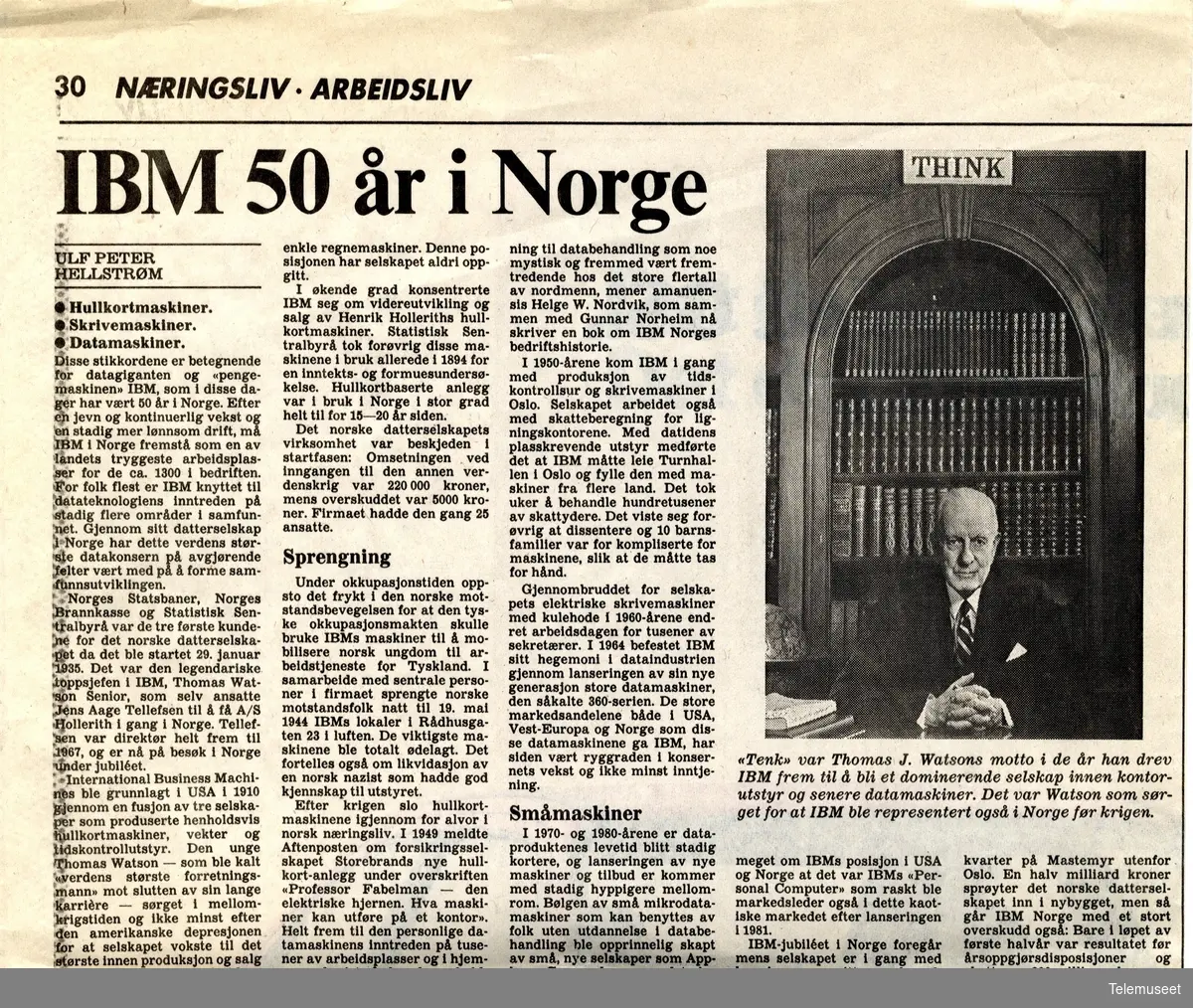 IBM - Avis utklipp - IBM 50 år i Norge