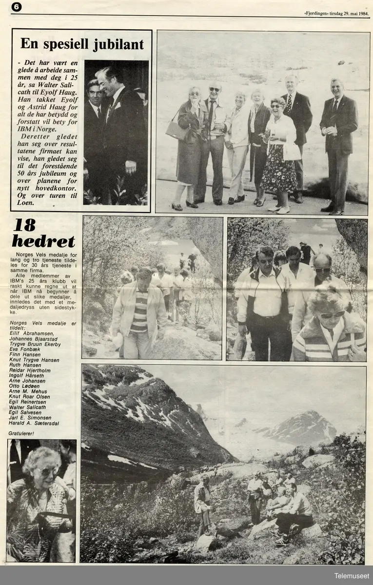 IBM - veteraner i Loen 1984 - 25 års klubb - avisutklipp