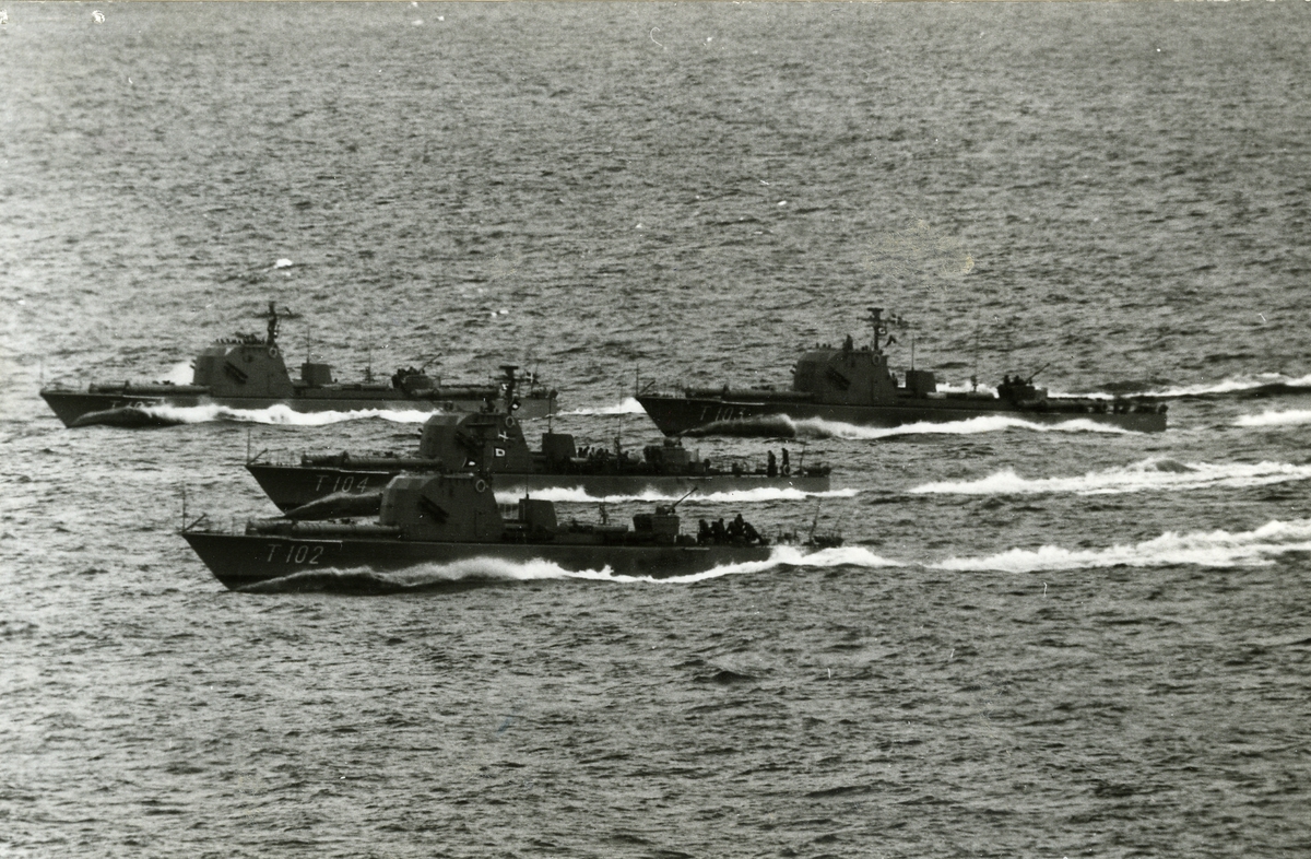 Motortorpedbåtarna: Plejad, Pollux, Aldebaran och Polaris i juli 1955.
