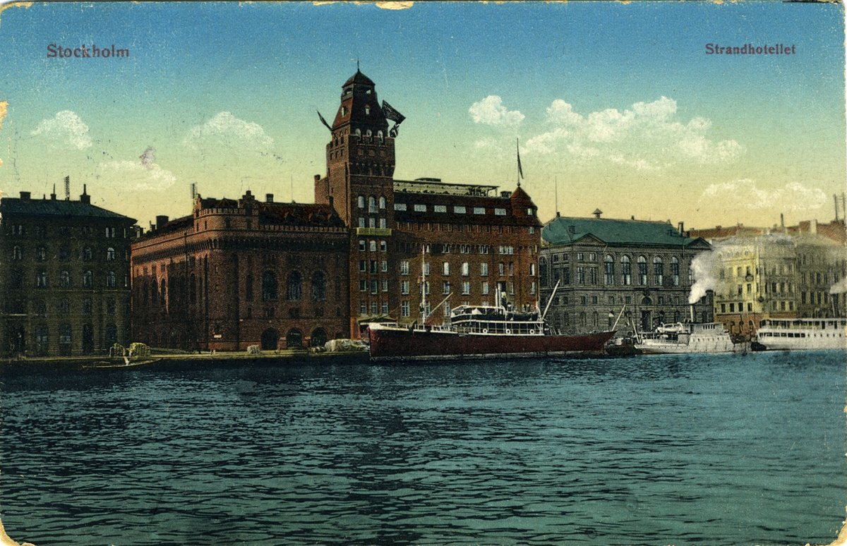 Stockholm, Strandhotellet.
Egnells Pappersh., 12 Birger Jarlsgat., Sthlm 519 K.Holmström, Stockholm. "Imp"