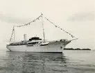 Foto i svartvitt visande passagerarmotorfartyget Stella Polaris i Köpenhamn den 27.8.1958