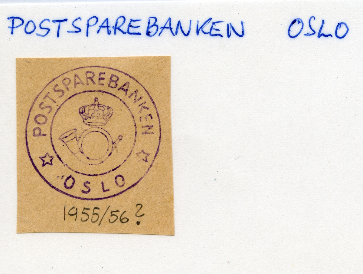 Stempelkatalog Oslo, Postsparebanken, Postbanken, Oslo.