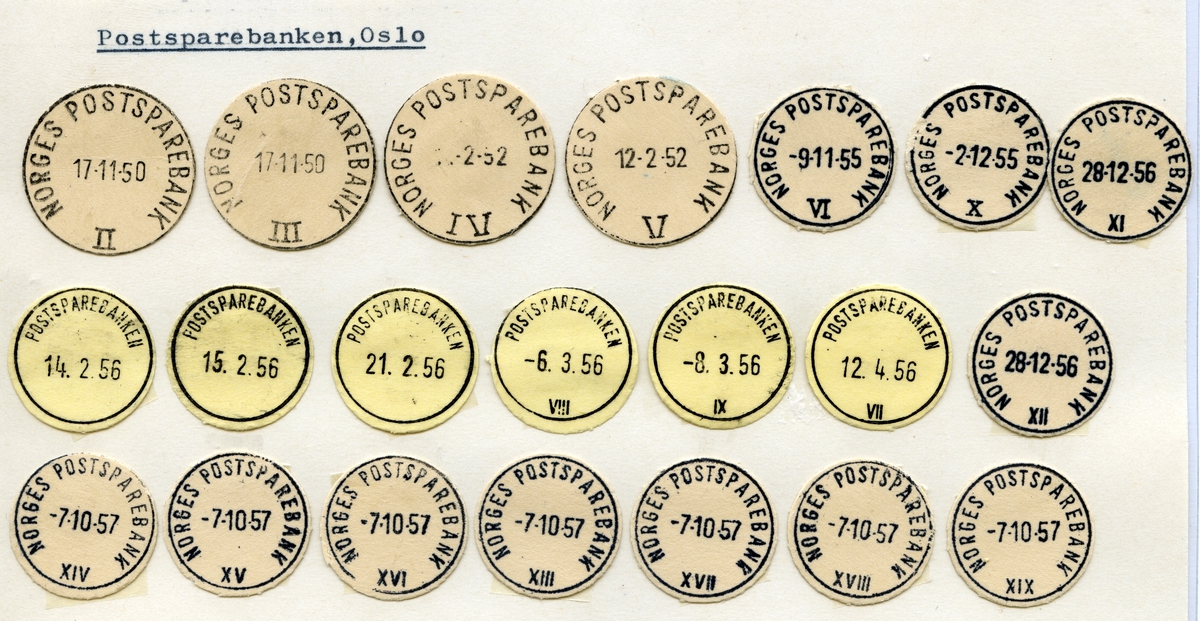 Stempelkatalog Oslo, Postsparebanken, Postbanken, Oslo.