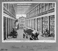 'Zoologiska avdelningen på Göteborgs Museum. :: Teckning i tidningen Ny Illustrerad Tidning 1865 2:a bandet s. 316. Interiör från utställningen med monterade björnar och fåglar. Besökande människor.'