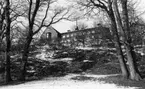 'Göteborgs Naturhistoriska Museum mars-april 1979. Foto nerifrån Slottsskogen och upp mot Göteborgs Naturhistoriska Museums  östra sida ::  :: Ingår i serie med fotonr. 5527:69-216.'