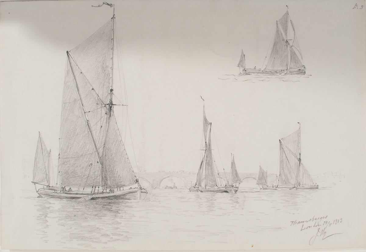 Thames barges, Lastpråmar. London den 14/8 1913.