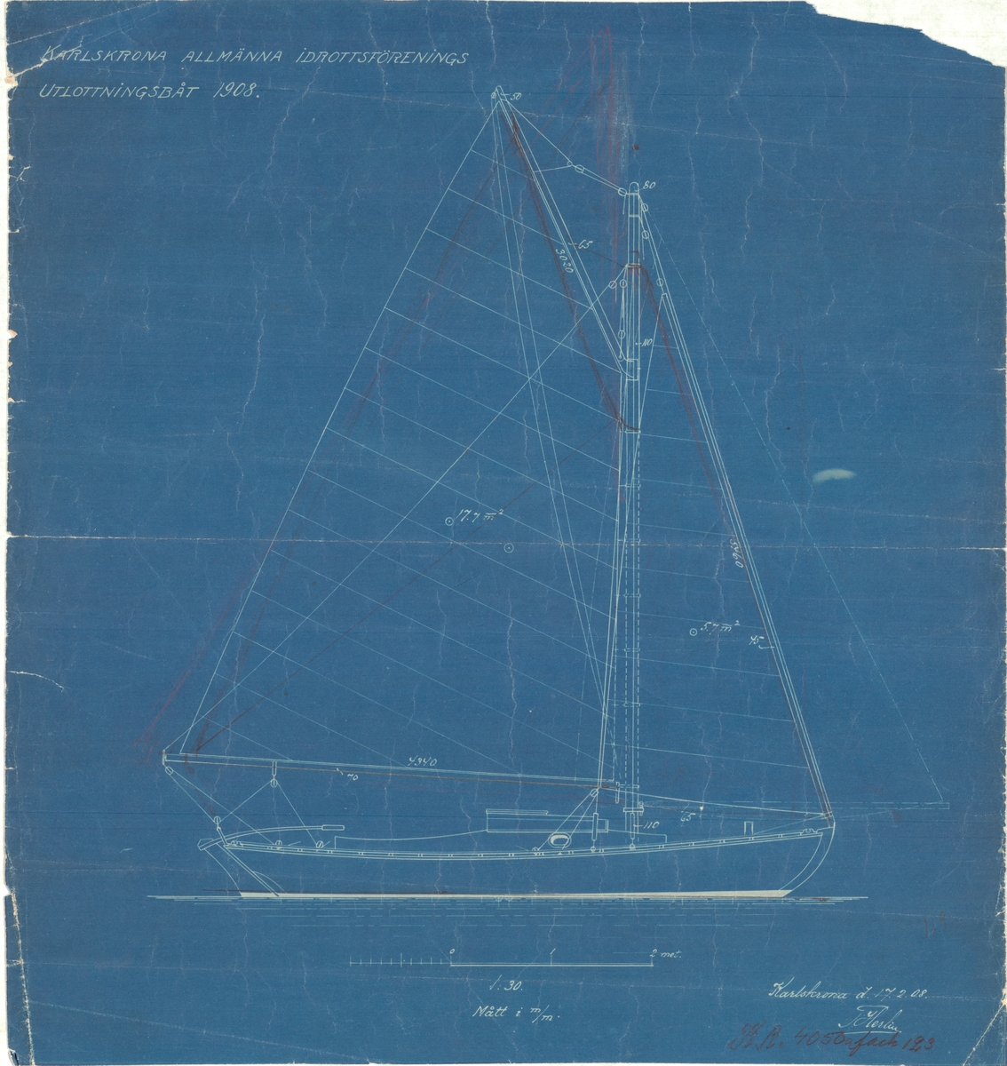 Plan, profil, spant och segelritning