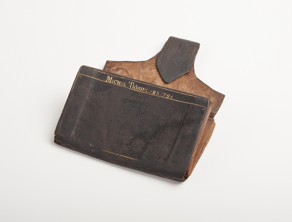 Seddelbok. Mrk. "Michel Tiøsten MT Nødsle 1787" Stange.