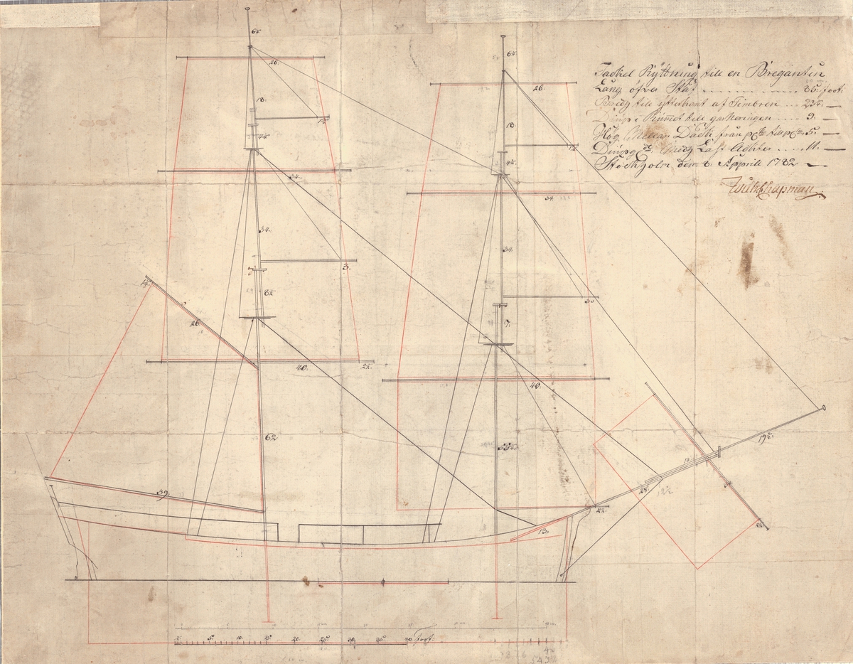 Brigantin ritad av Wilh. Chapman 1872.