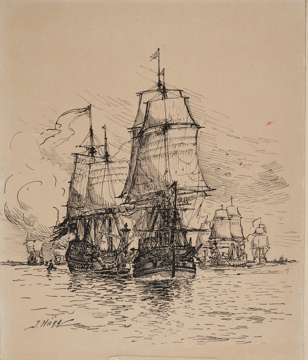 "WORCHESTER har strukit för ÖLAND" och borttagit dess gös och blirrår från bogsprötet 1704.