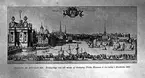 Stockholm vid 1600-talets slut. Triumfbåge rest till minne af Ulrika Eleonora den äldres intåg i Stockholm år 1680.
Reproduktion av E Sörman.