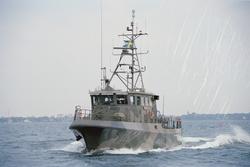 Vedettbåten HMS ÖSTHAMMAR (V 11) under gång.