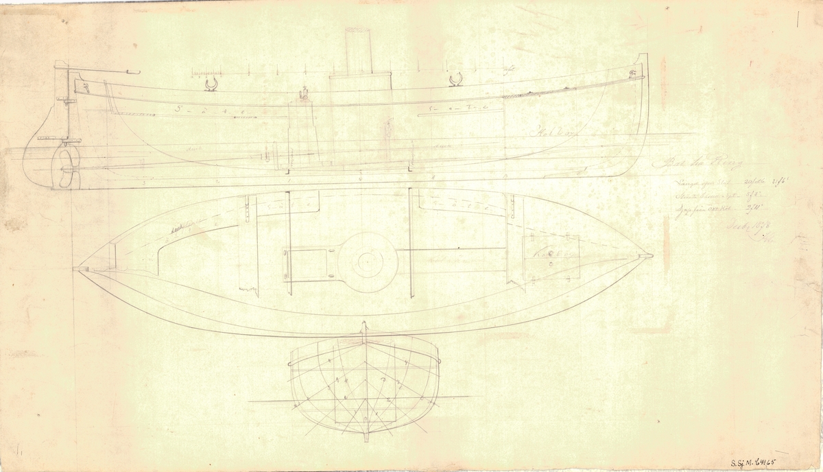 Linjeritning i vertikal, vattenlinjer och spantruta.