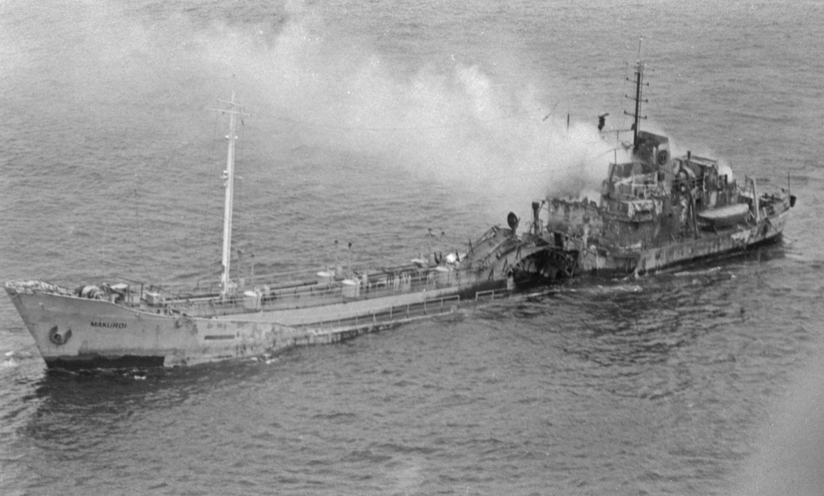 Makuroi - Eksplosjon - 16/6-1972. Flyfoto.