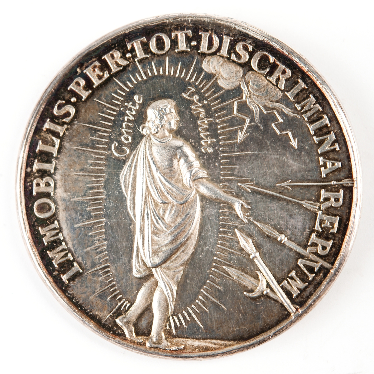 Åtsidan: Bröstbild av Wachtmeister
Frånsidan: Dygden med spjut m.m.