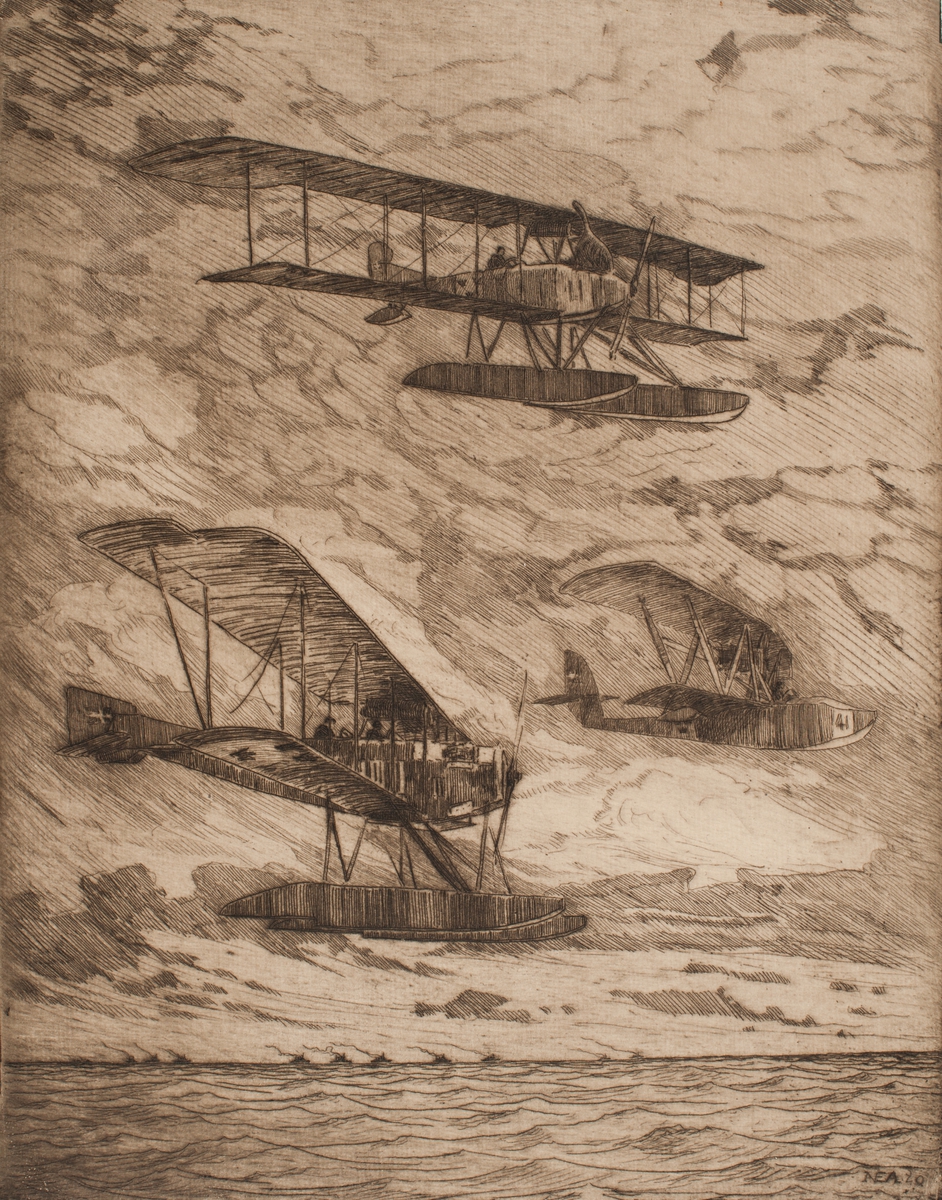 Tre sjöflygplan.