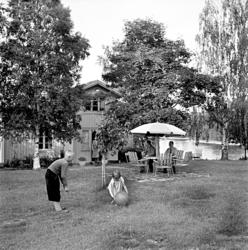 Sundsvallsfamiljer i sina sommaridyller vid sjön Vikarn. Bla