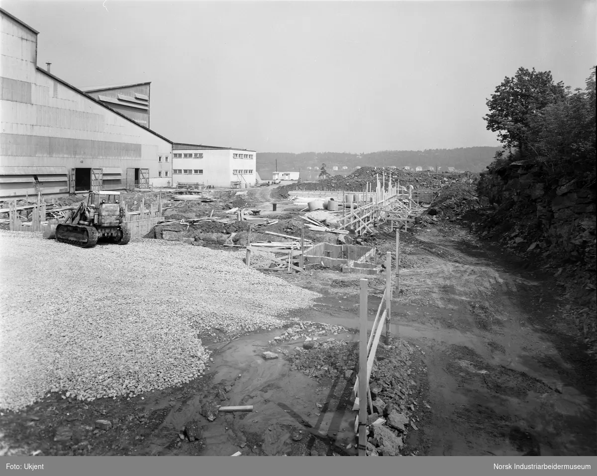 Karbidfabrikken, nyanlegg. Fundamentering for ovnshall.