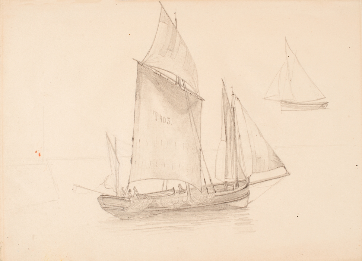 Framsidan:
Segeltrålare i stiltje