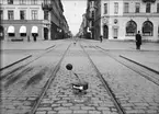 Spårväg på Stora Torget, Uppsala september 1933