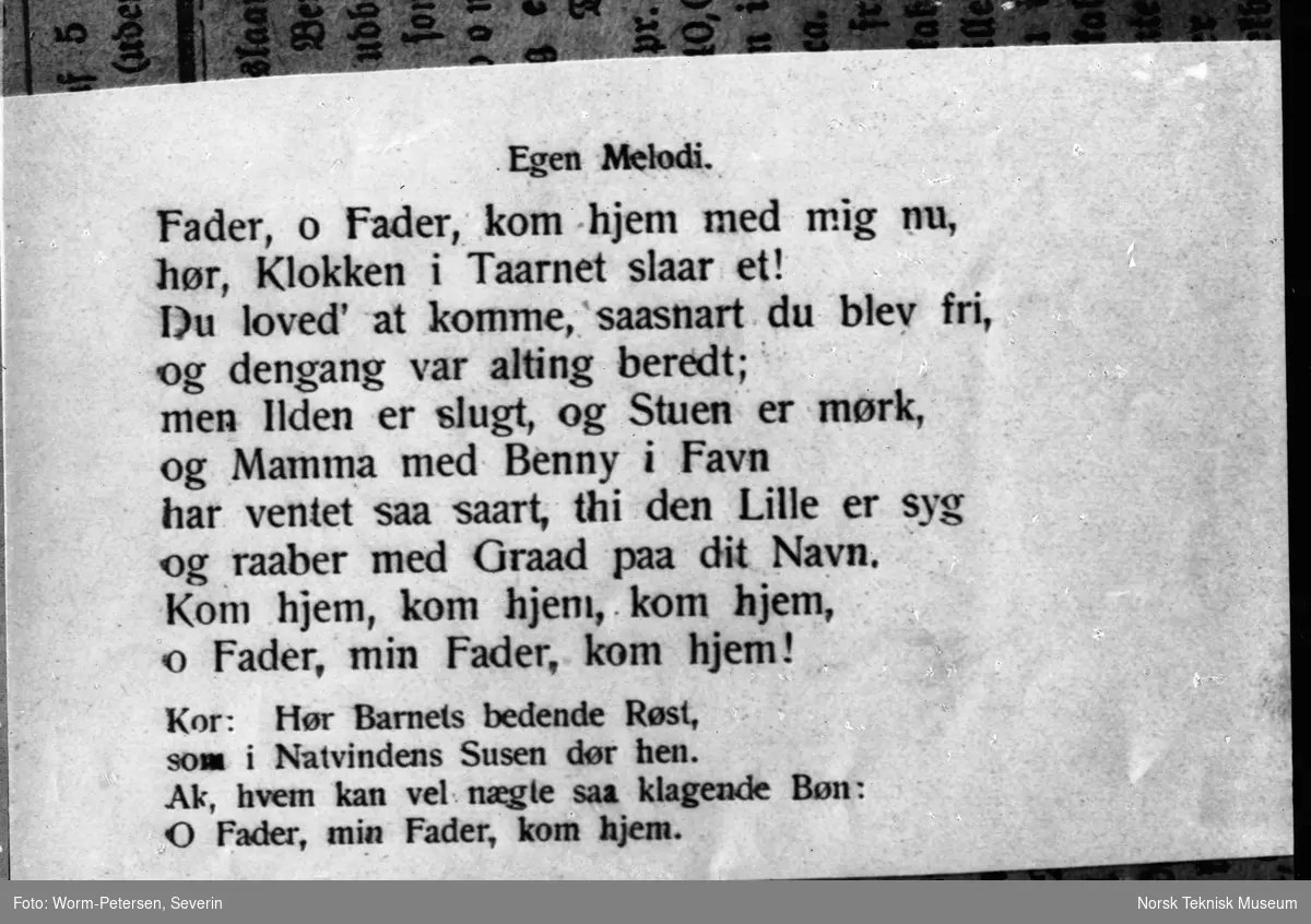 Ett av fem vers av sangen Fader o Fader