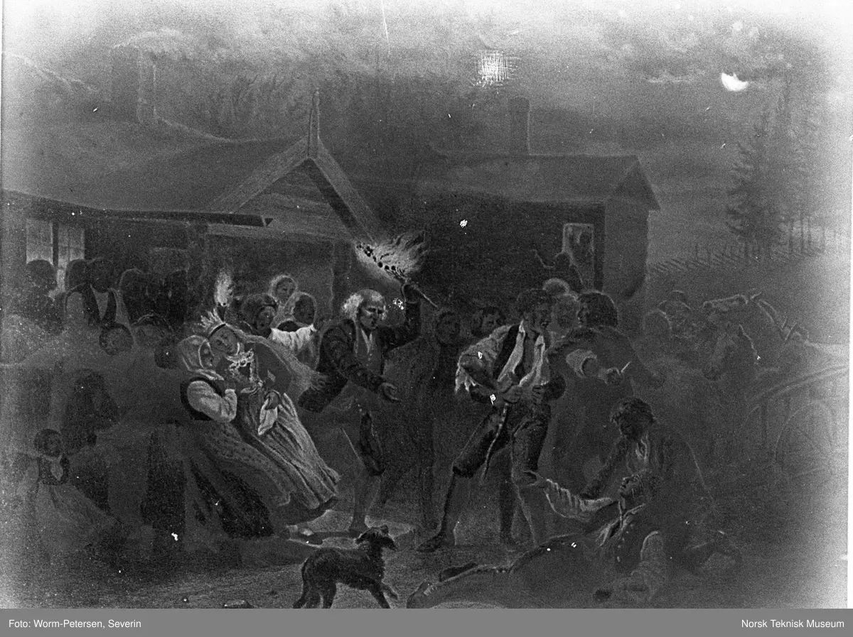 "Slagsmaal i et Bondebryllup" - Maleri av Adolf Tidemand