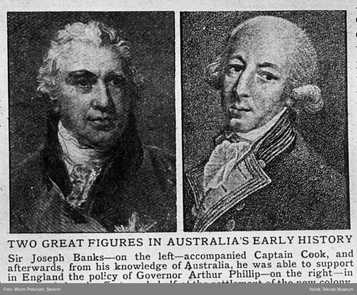 Portrett av Sir Joseph Banks (t.v.) og Captain Cook