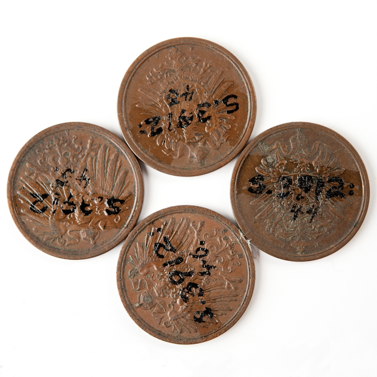Tyskt kopparmynt, 2 pfennig från 1875.
