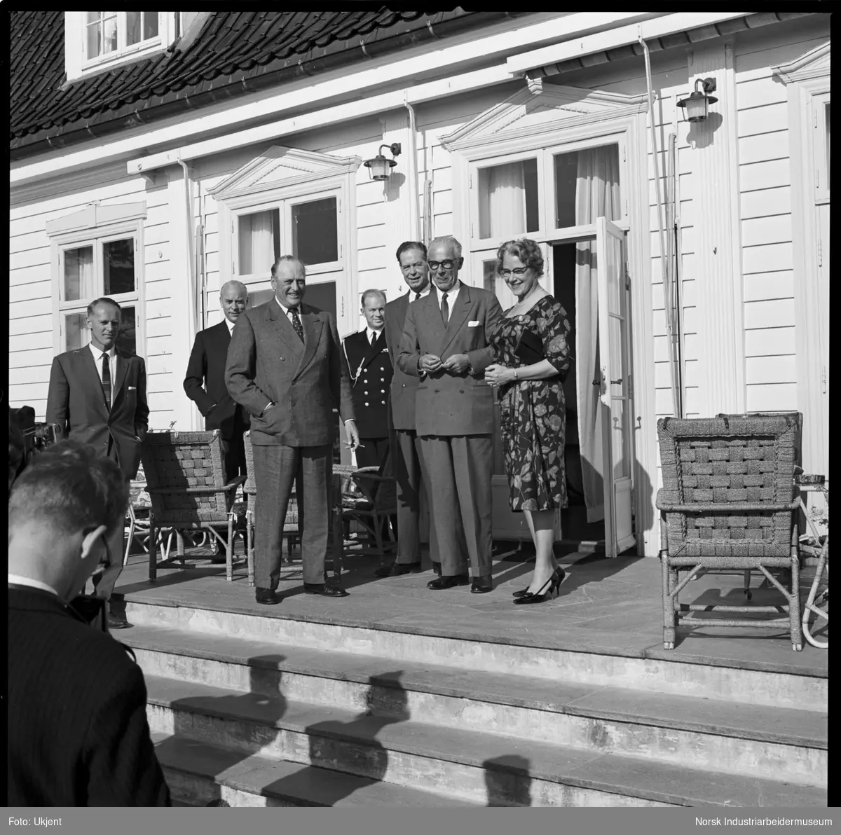 H.M. Kong Olavs besøk. Pressekonferanse på Admini.