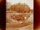 Örebro Slott och Kanslibron.
Två vita svanar i ån.