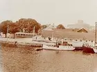 Marstrand fiskehamn, fästningen i bakgrunden.